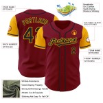 Maillot de baseball personnalisé noir et or, deux tons cramoisis authentiques Maillot de baseball personnalisé noir et or, deux tons cramoisis authentiques