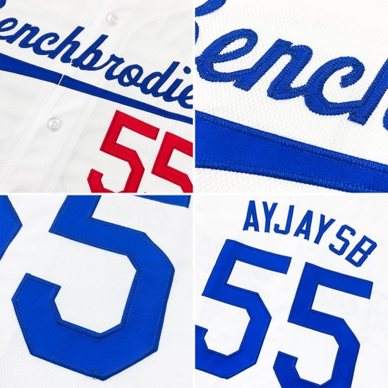 Maillot de baseball personnalisé blanc authentique Royal-Red Maillot de baseball personnalisé blanc authentique Royal-Red