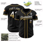 Maillot de baseball Gold authentique, blanc et noir délavé, personnalisé Maillot de baseball Gold authentique, blanc et noir délavé, personnalisé