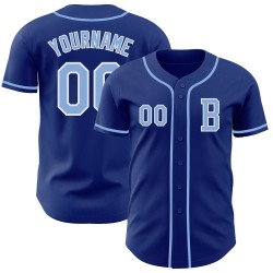 Maillot de baseball personnalisé bleu royal et blanc, authentique et léger