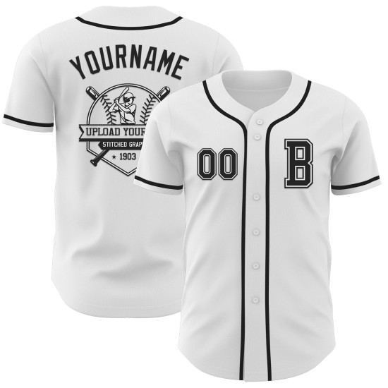 Maillot de baseball personnalisé authentique noir et blanc Maillot de baseball personnalisé authentique noir et blanc
