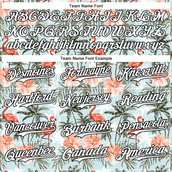 Maillot de baseball personnalisé flamant rose 3D blanc-noir, motif palmier, authentique, bleu tropical hawaïen Maillot de baseball personnalisé flamant rose 3D blanc-noir, motif palmier, authentique, bleu tropical hawaïen