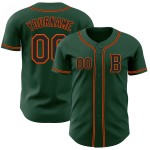Maillot de baseball personnalisé noir-orange vert authentique Maillot de baseball personnalisé noir-orange vert authentique