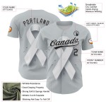 Maillot de baseball personnalisé 3D avec ruban gris et cancer du poumon, noir et blanc Maillot de baseball personnalisé 3D avec ruban gris et cancer du poumon, noir et blanc