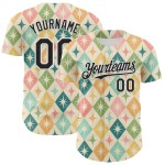 Maillot de baseball Harlequin Emi 3D noir et blanc crème abeille, authentique, Starbursts, personnalisé Maillot de baseball Harlequin Emi 3D noir et blanc crème abeille, authentique, Starbursts, personnalisé