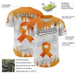 Ruban 3D personnalisé et authentique pour le cancer du rein, orange et noir, style baseball, blanc Ruban 3D personnalisé et authentique pour le cancer du rein, orange et noir, style baseball, blanc
