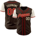 Maillot de baseball authentique marron rouge-crème personnalisé Maillot de baseball authentique marron rouge-crème personnalisé