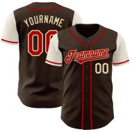 Maillot de baseball authentique marron rouge-crème personnalisé