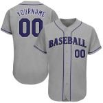 Maillot de baseball violet-noir gris authentique personnalisé Maillot de baseball violet-noir gris authentique personnalisé
