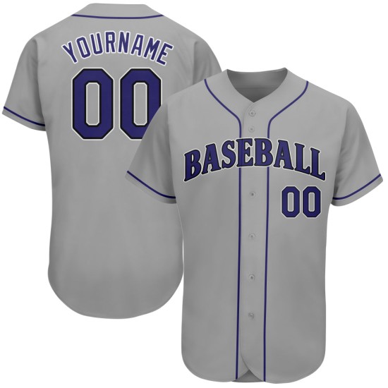Maillot de baseball violet-noir gris authentique personnalisé Maillot de baseball violet-noir gris authentique personnalisé