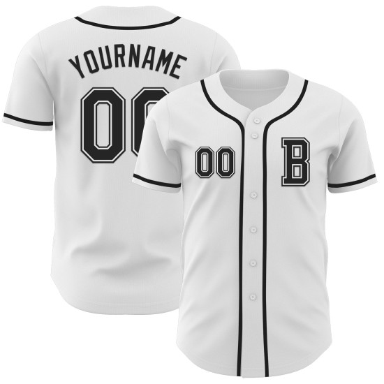 Maillot de baseball personnalisé authentique noir et blanc Maillot de baseball personnalisé authentique noir et blanc