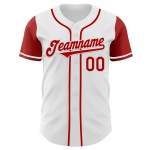Maillot de baseball blanc authentique rouge ton deux personnalisé Maillot de baseball blanc authentique rouge ton deux personnalisé