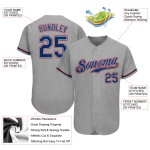 Maillot de baseball gris personnalisé authentique Royal-Red Maillot de baseball gris personnalisé authentique Royal-Red