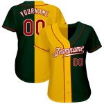 Maillot de baseball authentique Split personnalisé vert rouge-jaune mode Maillot de baseball authentique Split personnalisé vert rouge-jaune mode