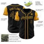 Maillot de baseball doré et noir, ton authentique, personnalisé deux Maillot de baseball doré et noir, ton authentique, personnalisé deux