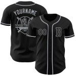 Maillot de baseball gris authentique personnalisé noir Maillot de baseball gris authentique personnalisé noir