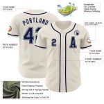 Maillot de baseball personnalisé crème authentique bleu marine Maillot de baseball personnalisé crème authentique bleu marine
