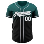Maillot de baseball personnalisé bleu sarcelle, noir et gris authentique Maillot de baseball personnalisé bleu sarcelle, noir et gris authentique