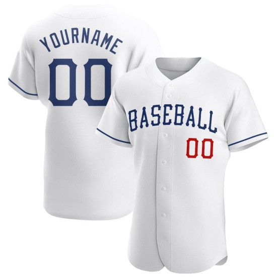 Maillot de baseball personnalisé blanc authentique Royal-Red Maillot de baseball personnalisé blanc authentique Royal-Red