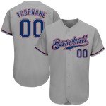 Maillot de baseball gris personnalisé authentique Royal-Red Maillot de baseball gris personnalisé authentique Royal-Red