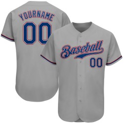 Maillot de baseball gris personnalisé authentique Royal-Red