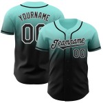 Maillot de baseball personnalisé authentique noir-blanc dégradé bleu mode glace Maillot de baseball personnalisé authentique noir-blanc dégradé bleu mode glace