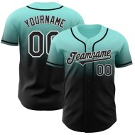 Maillot de baseball personnalisé authentique noir-blanc dégradé bleu mode glace
