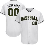 Maillot de baseball blanc du Memorial Day, olive-noir, authentique et personnalisé Maillot de baseball blanc du Memorial Day, olive-noir, authentique et personnalisé