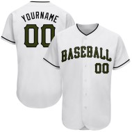 Maillot de baseball blanc du Memorial Day, olive-noir, authentique et personnalisé