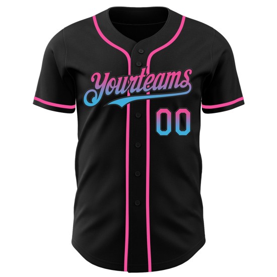 Maillot de baseball bleu personnalisé, noir délavé, authentique, rose-ciel Maillot de baseball bleu personnalisé, noir délavé, authentique, rose-ciel