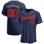 Maillot de baseball bleu marine authentique rouge-gris personnalisé Maillot de baseball bleu marine authentique rouge-gris personnalisé