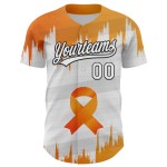 Ruban 3D personnalisé et authentique pour le cancer du rein, orange et noir, style baseball, blanc Ruban 3D personnalisé et authentique pour le cancer du rein, orange et noir, style baseball, blanc