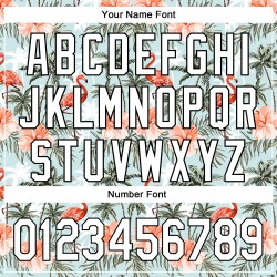 Maillot de baseball personnalisé flamant rose 3D blanc-noir, motif palmier, authentique, bleu tropical hawaïen Maillot de baseball personnalisé flamant rose 3D blanc-noir, motif palmier, authentique, bleu tropical hawaïen