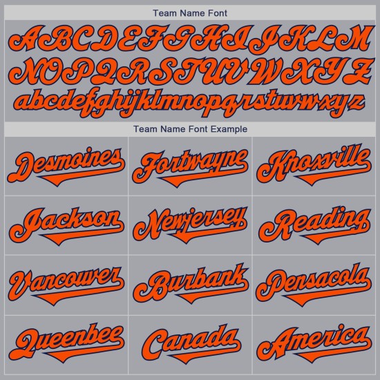 Maillot de baseball personnalisé authentique orange-bleu marine deux gris Maillot de baseball personnalisé authentique orange-bleu marine deux gris