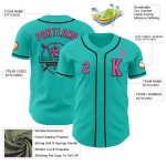 Maillot de baseball Aqua authentique rose-noir personnalisé Maillot de baseball Aqua authentique rose-noir personnalisé
