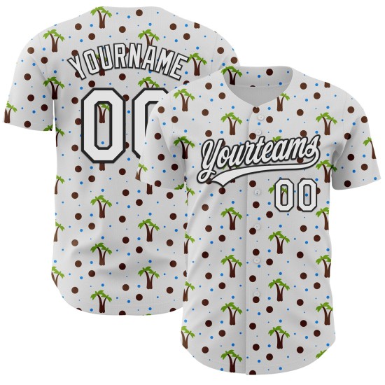 Maillot de baseball 3D Arbre Noir Blanc Hawaï Tropical Authentique Personnalisé Palm Maillot de baseball 3D Arbre Noir Blanc Hawaï Tropical Authentique Personnalisé Palm