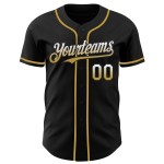 Maillot de baseball Gold authentique, blanc et noir délavé, personnalisé Maillot de baseball Gold authentique, blanc et noir délavé, personnalisé