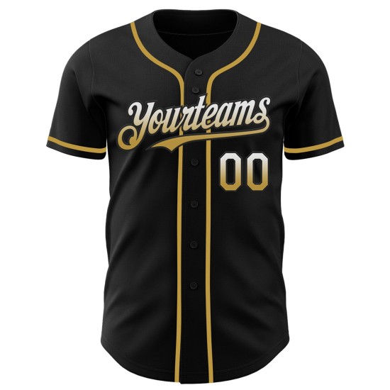 Maillot de baseball Gold authentique, blanc et noir délavé, personnalisé Maillot de baseball Gold authentique, blanc et noir délavé, personnalisé