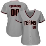 Maillot de baseball authentique gris noir-cramoisi personnalisé Maillot de baseball authentique gris noir-cramoisi personnalisé