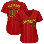 Maillot de baseball à rayures fines, doré, rouge, noir et doré, personnalisé et authentique Maillot de baseball à rayures fines, doré, rouge, noir et doré, personnalisé et authentique