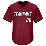 Maillot de baseball authentique en jersey côtelé Crimson Throwback, blanc et noir, personnalisé Maillot de baseball authentique en jersey côtelé Crimson Throwback, blanc et noir, personnalisé