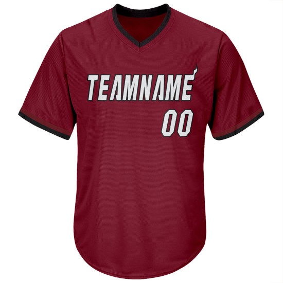Maillot de baseball authentique en jersey côtelé Crimson Throwback, blanc et noir, personnalisé Maillot de baseball authentique en jersey côtelé Crimson Throwback, blanc et noir, personnalisé