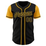 Maillot de baseball doré et noir, ton authentique, personnalisé deux Maillot de baseball doré et noir, ton authentique, personnalisé deux