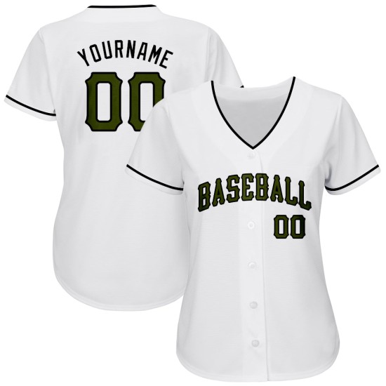 Maillot de baseball blanc du Memorial Day, olive-noir, authentique et personnalisé Maillot de baseball blanc du Memorial Day, olive-noir, authentique et personnalisé