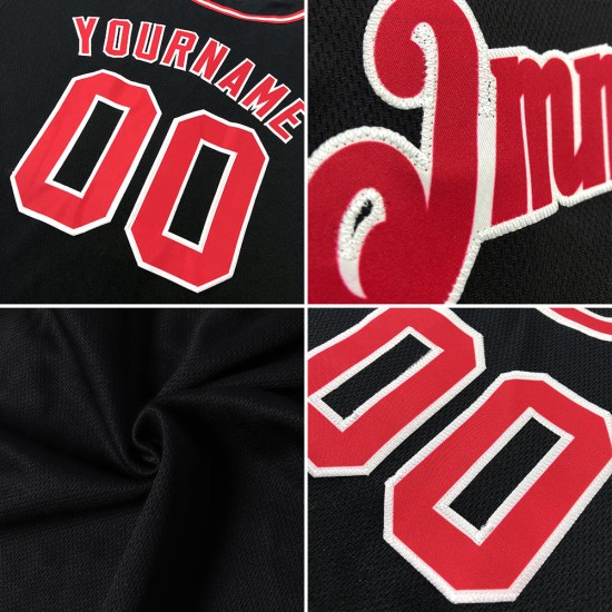 Maillot de baseball authentique rouge-blanc noir personnalisé Maillot de baseball authentique rouge-blanc noir personnalisé