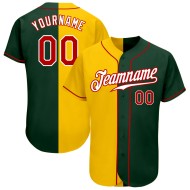Maillot de baseball authentique Split personnalisé vert rouge-jaune mode