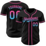 Maillot de baseball bleu personnalisé, noir délavé, authentique, rose-ciel Maillot de baseball bleu personnalisé, noir délavé, authentique, rose-ciel
