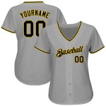 Maillot de baseball gris personnalisé authentique noir et or Maillot de baseball gris personnalisé authentique noir et or