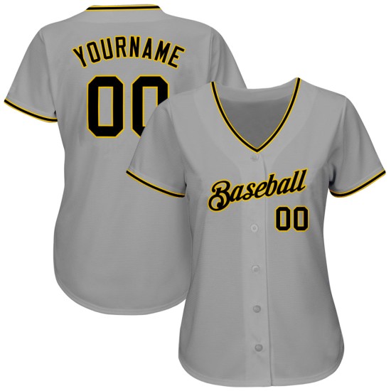 Maillot de baseball gris personnalisé authentique noir et or Maillot de baseball gris personnalisé authentique noir et or