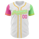 Maillot de baseball authentique à pois, ton deux, blanc, rose, vert et or Maillot de baseball authentique à pois, ton deux, blanc, rose, vert et or